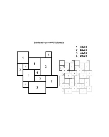 Dallage opus romain 4 formats Grès Kandla gris