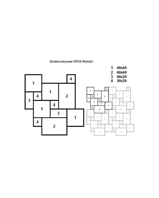 Dallage opus romain 4 formats Grès Kandla gris