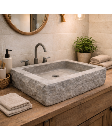 Vasque travertin Silver 55/45/10