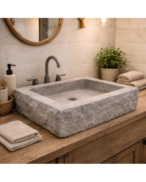 Vasque travertin Silver 55/45/10