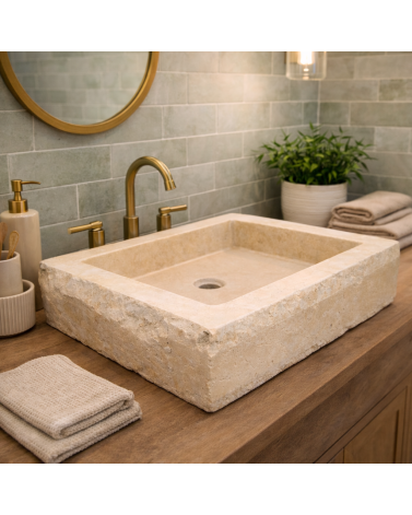 Vasque travertin light 55x45x10