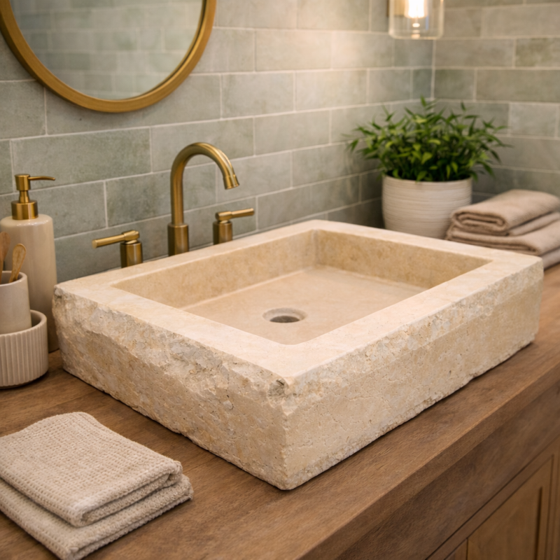 Vasque travertin light 55x45x10