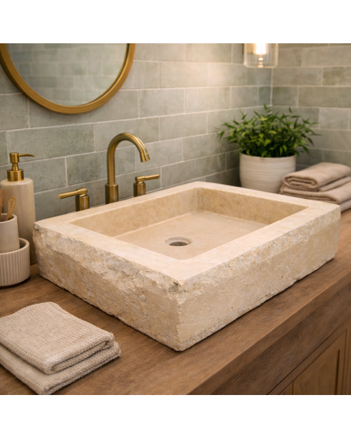 Vasque travertin light 55x45x10