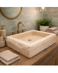 Vasque travertin light 55x45x10