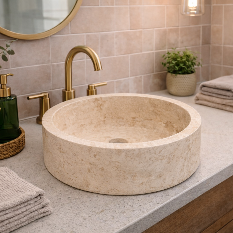 Vasque travertin Light mix Ø 40,6/20/20