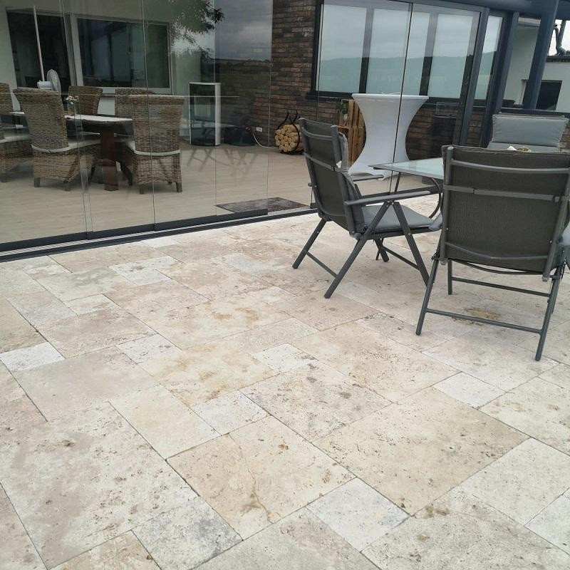 Dallage opus romain 4 formas Travertin beige choix commercial Dallage opus romain 4 formas Travertin beige choix commercial