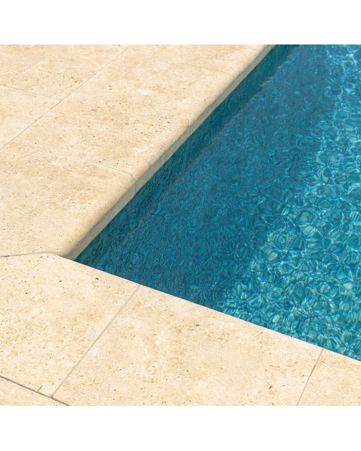 Margelle de Plage de piscine Travertin light  1er choix bord droit