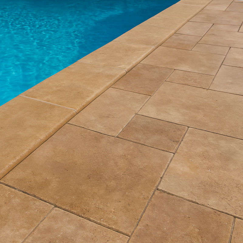 Margelle de piscine Travertin mix 1er choix bord arrondi
