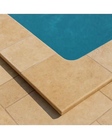 Margelle d'angle de Plage de piscine Travertin mix 1er choix bord arrondi