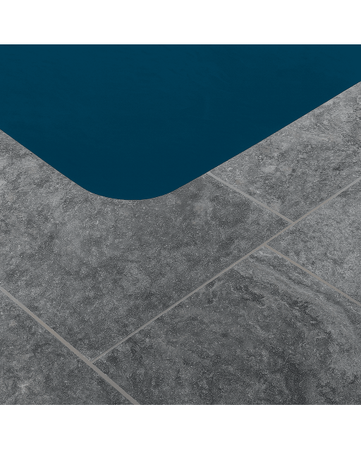 Margelle d'angle de piscine Travertin Silver 1er choix bord arrondi