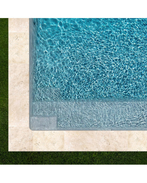 Margelle de Plage de piscine Travertin light  bord droit