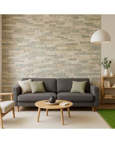 Parement en plaquette Quartzite beige résiné