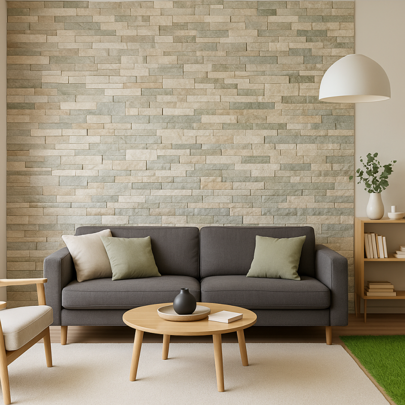 Parement en plaquette Quartzite beige résiné