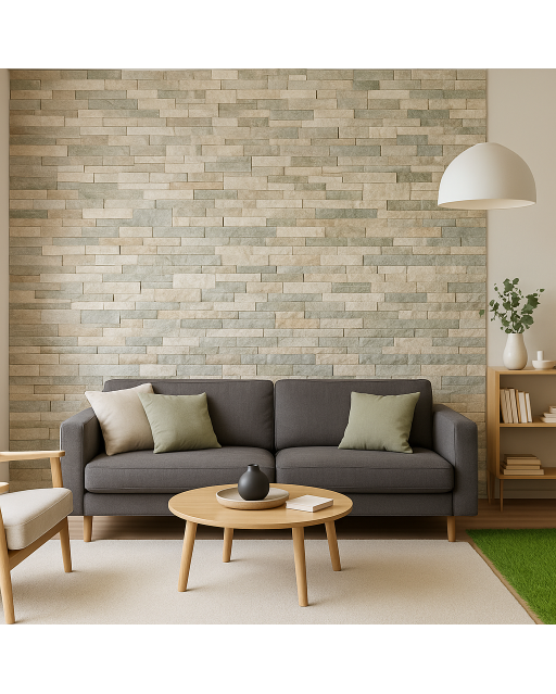 Parement en plaquette Quartzite beige résiné